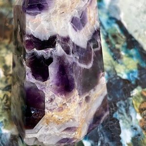 Chevron Amethyst crystal point 3x2